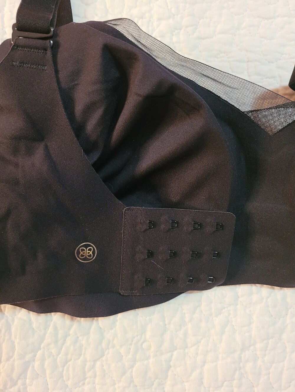 Honeylove Crossover Wireless Bra Black Sheer Padded Adjustable Sz 36 D/DD (E) - Picture 7 of 8